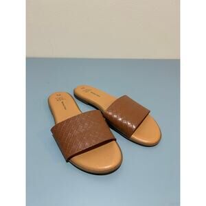 Time and True Brown Slide Sandals - Women's Size 7.5